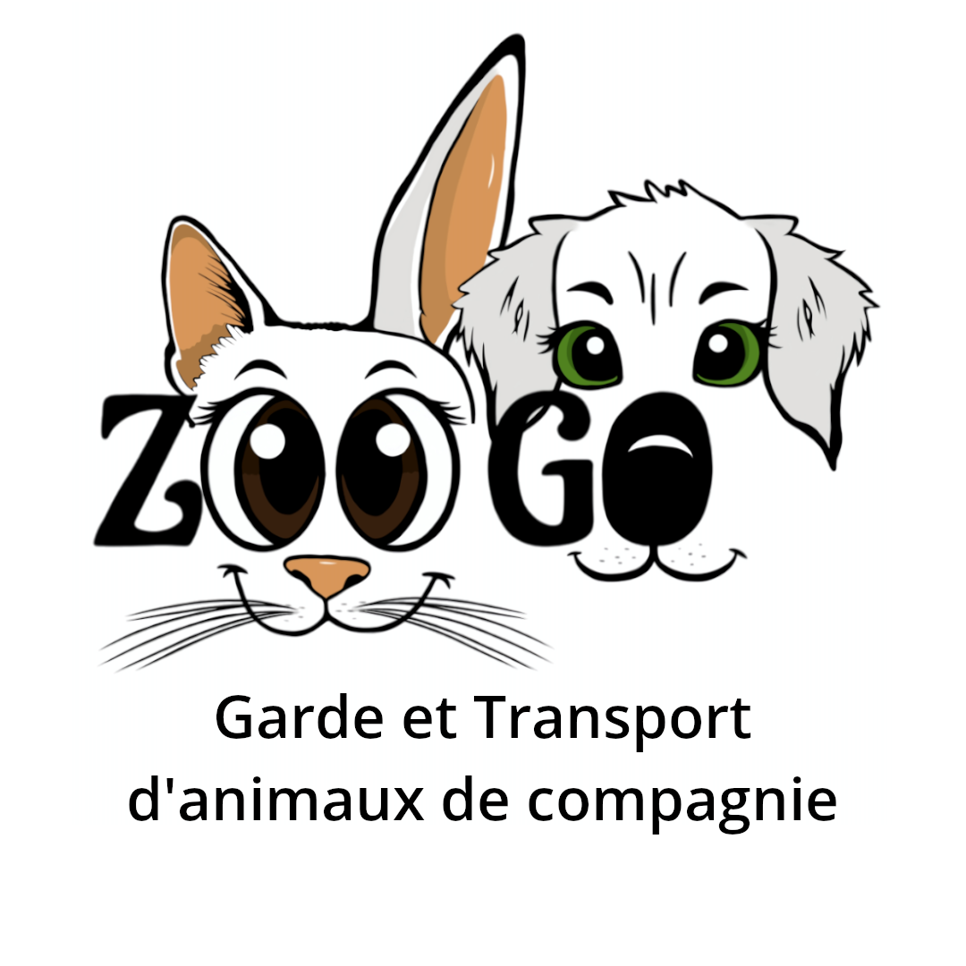 Logo de l'entreprise Zoogo. Deux têtes d'animaux mignons viennent se former autour des lettres O. Le premier est mi-chat, mi-lapin. Le deuxième est une tête de chien aux yeux verts.